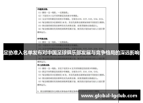 足协准入名单发布对中国足球俱乐部发展与竞争格局的深远影响