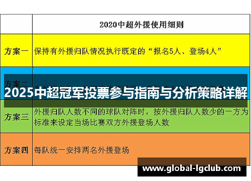 2025中超冠军投票参与指南与分析策略详解
