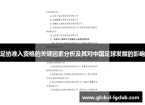 足协准入资格的关键因素分析及其对中国足球发展的影响
